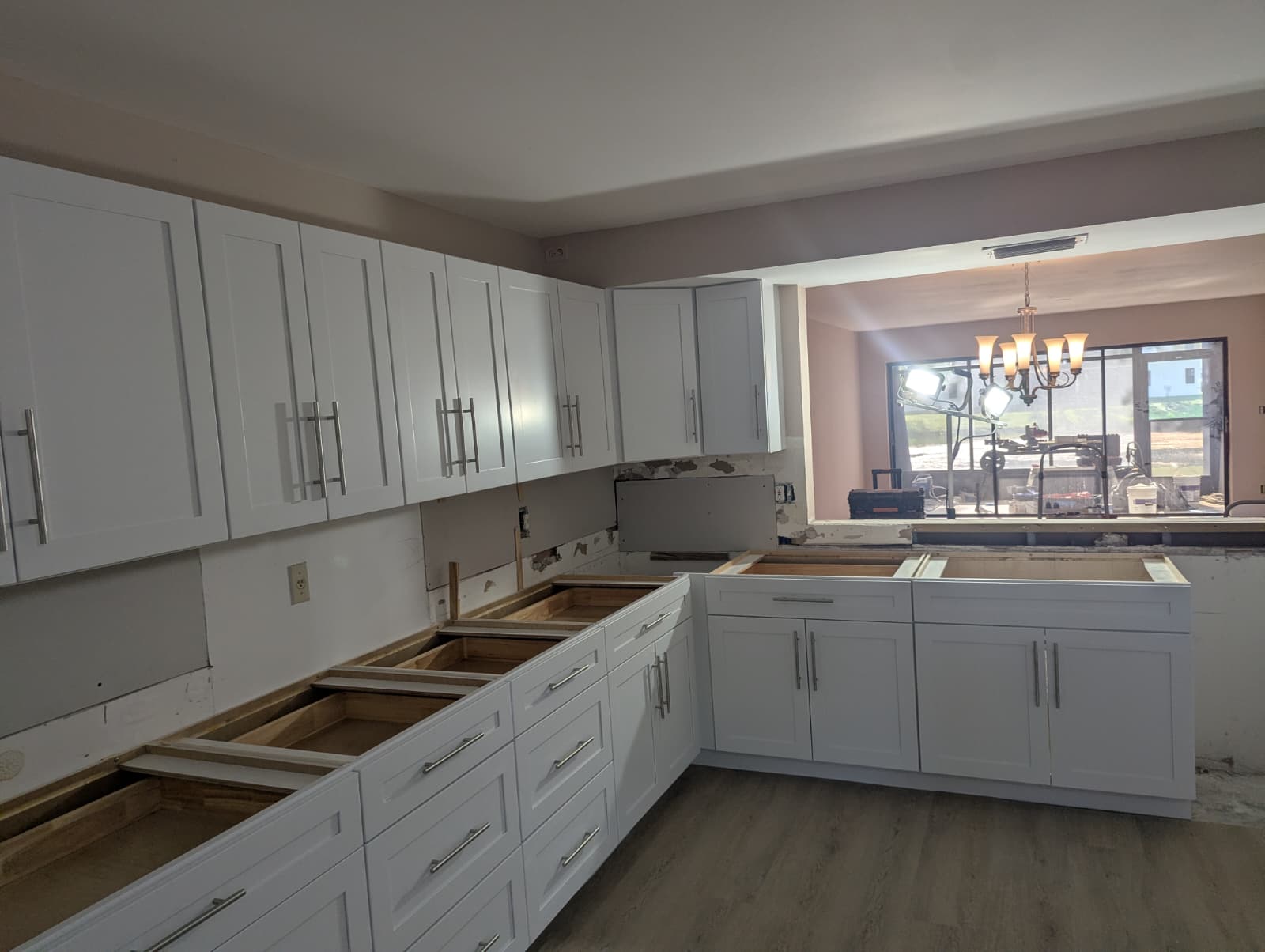 White Shaker RTA cabinet installation