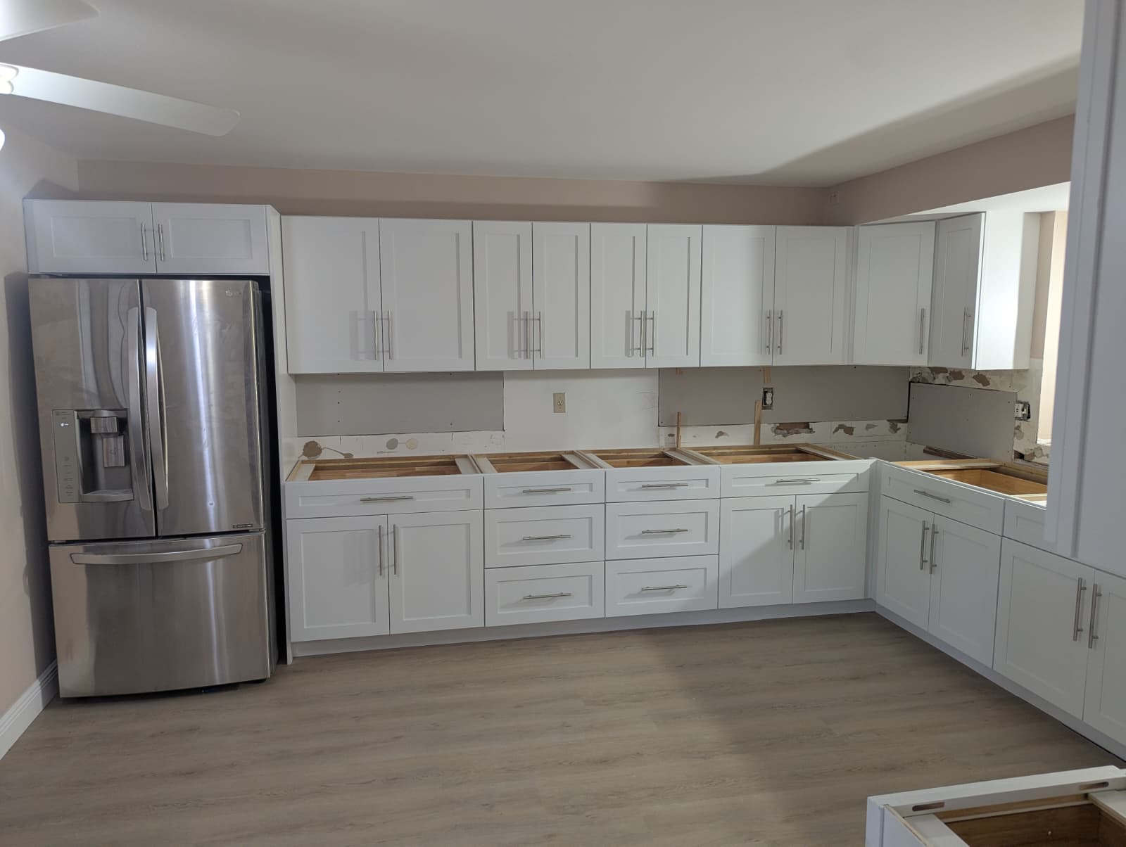 White Shaker RTA cabinet installation