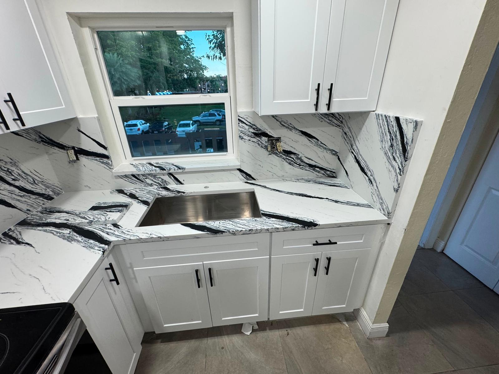 White Shaker RTA cabinet installation