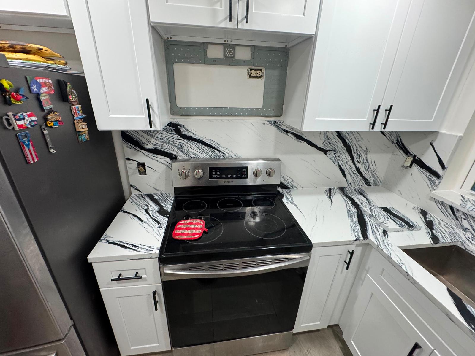 White Shaker RTA cabinet installation