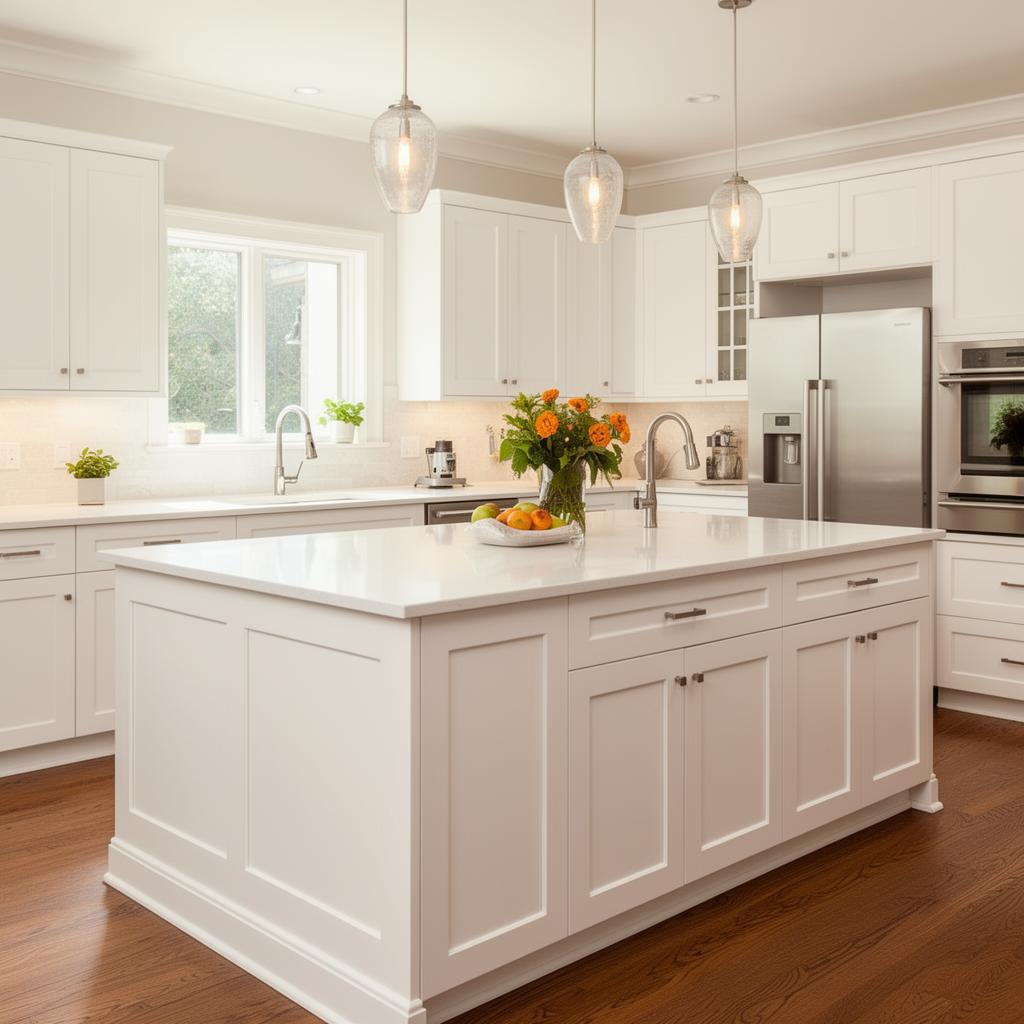 White shaker kitchen island